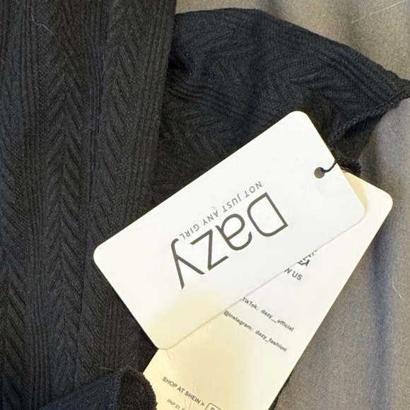 Dazy Black Cropped Cardigan w/ Heart Buttons - Picture 2 of 3